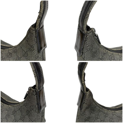 Gucci One Shoulder Bag GG Canvas 105649 Hobo Soho Black Gray