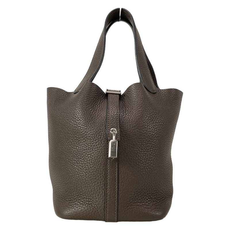 Hermes Handbag Picotin Lock PM Dark Brown Silver Hardware