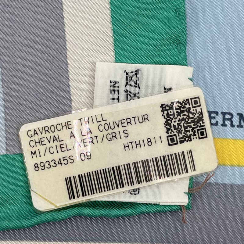 Hermes Scarf With Horsehair Cheval A La Couverture Silk Blue