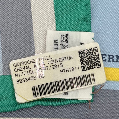 Hermes Scarf With Horsehair Cheval A La Couverture Silk Blue