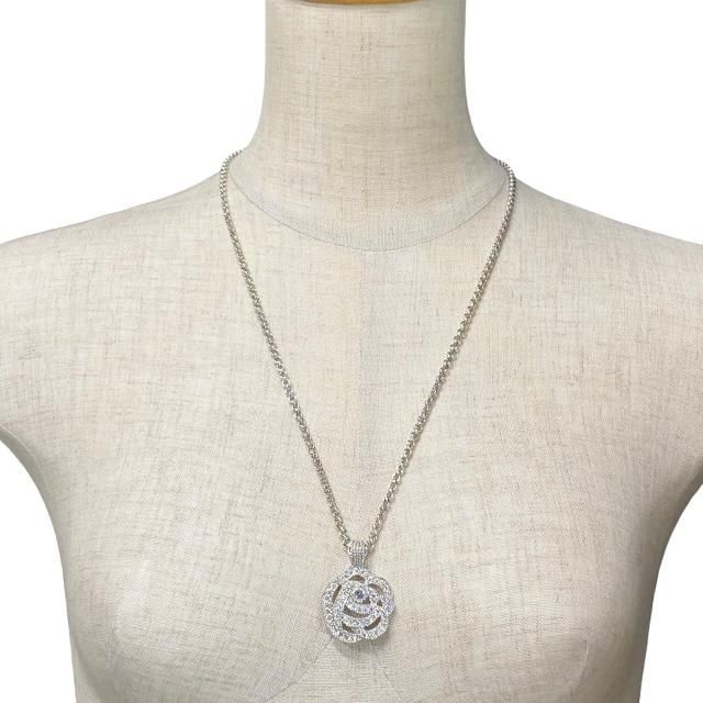 Christian DIOR Necklace Pendant Accessory Jewelry Small Item Rose Flower Motif