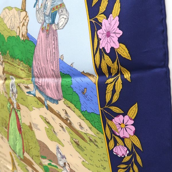 Hermes Carre 90 Costumes DES Departements Department Costume Navy Scarf Silk