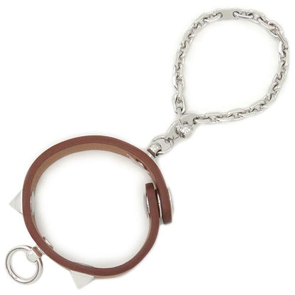 Hermes Glove Holder Rival Vorswith Metal Gold Silver Hardware Brown [box