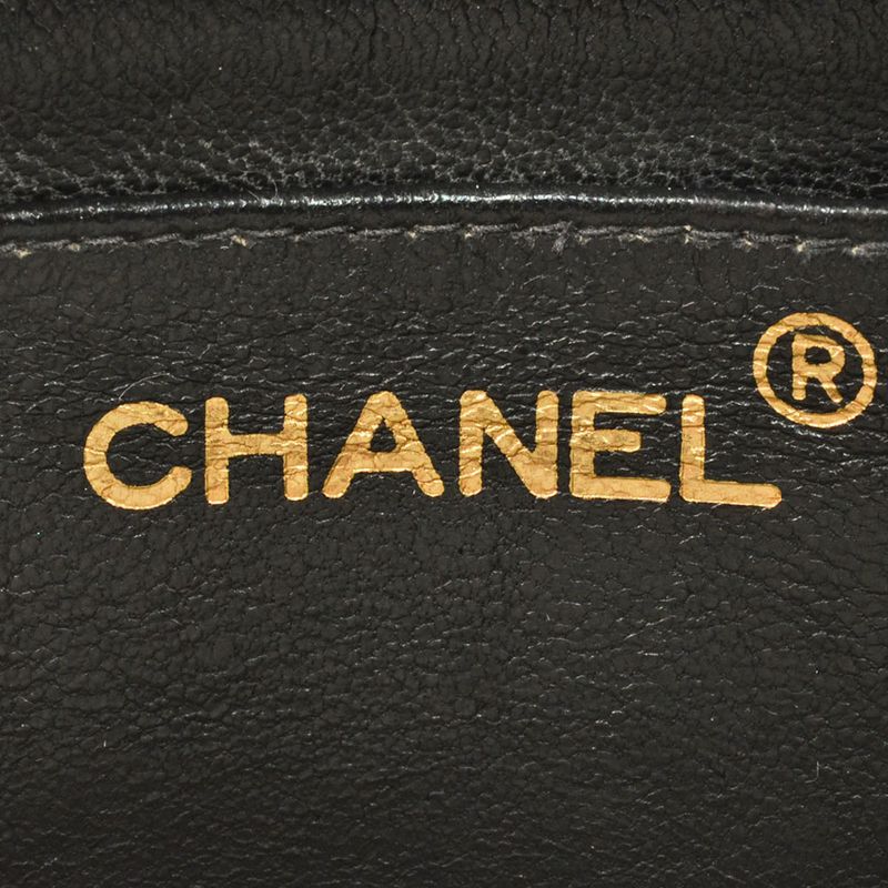 Chanel Diana 22 Single Flap Chain Shoulder Bag Caviar Skin A01164 Black Gold