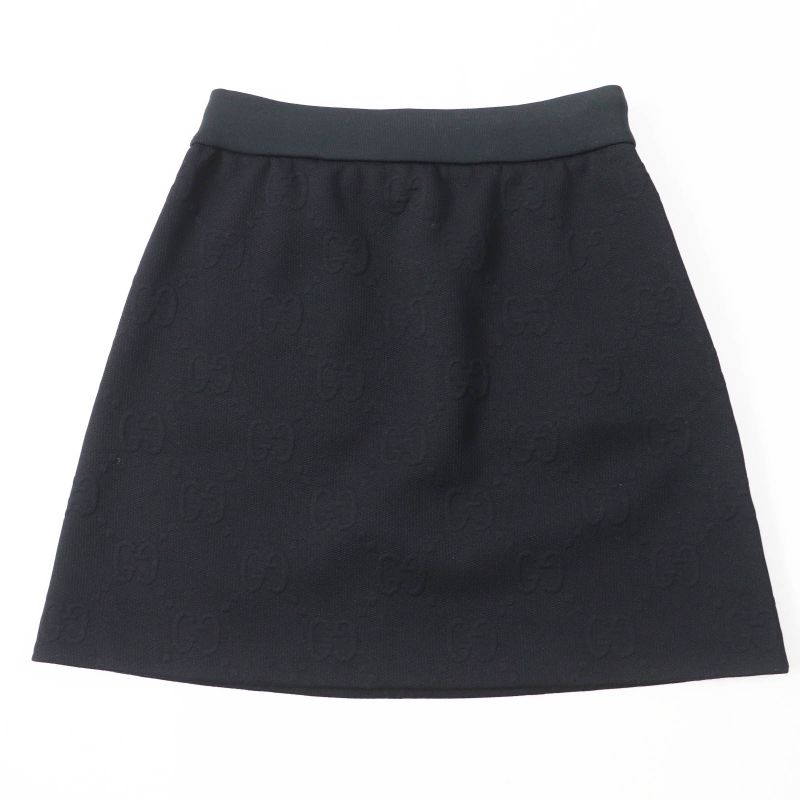 Gucci 655183 GG Pattern Jersey Jacquard Skirt Black S Genuine