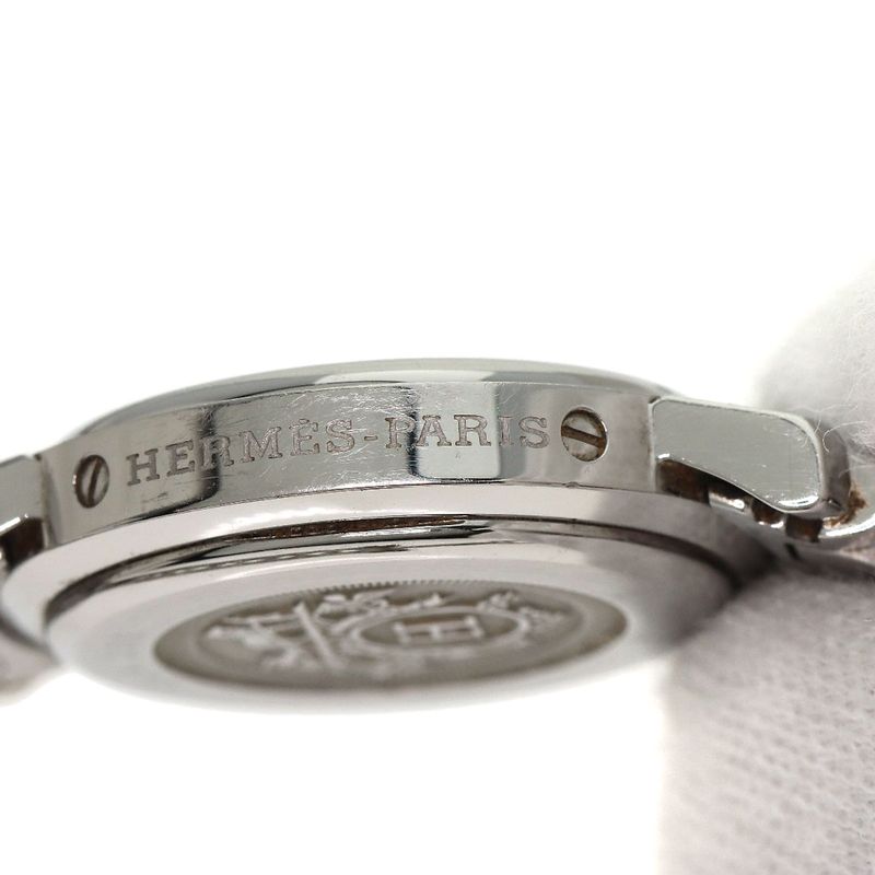 Hermes Cl4230 Clipper Na Cles 12P Diamond Bezel Wristwatch SS Ladies