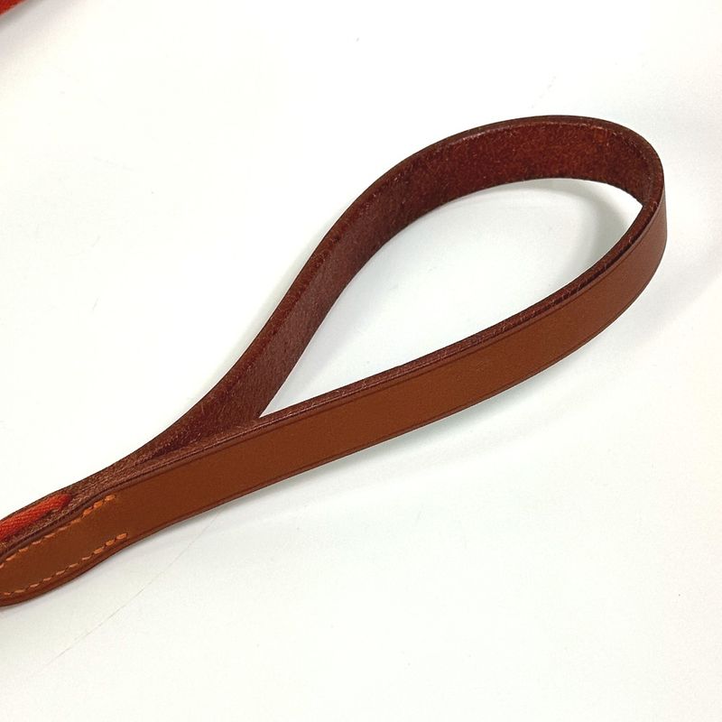 Hermes Lead Dog Lead Medor Slim Canvas/leather Dark Irish Red