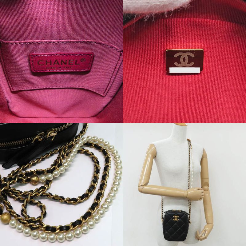 Chanel Mini Camera Case As2857 Fake Pearl Chain Shoulder Bag Lambskin