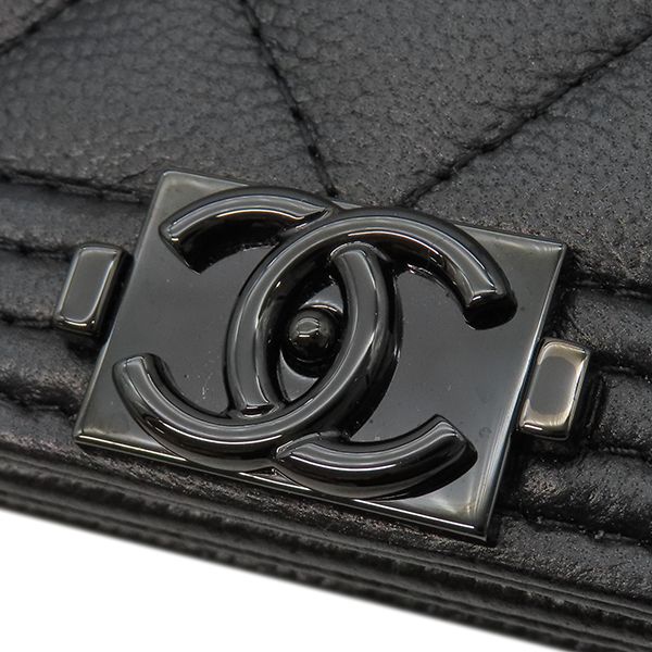 Chanel Chain Wallet Boy Chanel Caviar Skin Black Hardware Black Chain Shoulder