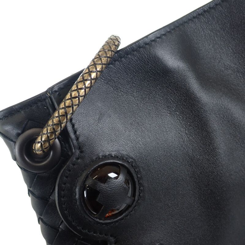 Bottega Veneta Loop Shoulder Bag Handbag Leather Black Ladies Classy Gift [AB