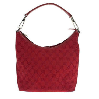 Gucci Red Silver Hardware GG Canvas 000 0602 Shoulder Bag Shoulder Women 504651