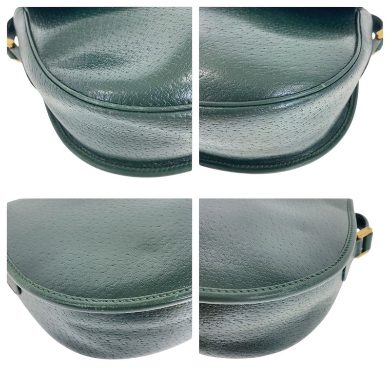 Gucci Vintage Old Gucci Green Gold Hardware Leather 007 261 0074 Shoulder Bag