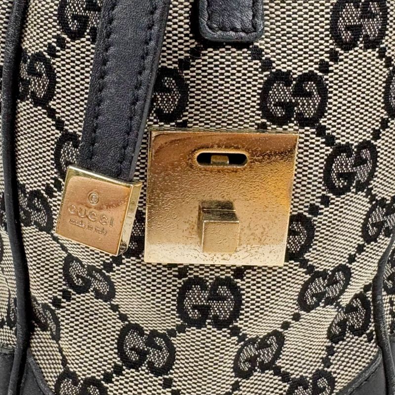 Gucci GG Canvas Mini Boston Bag Handbag GG Pattern Navy Dark Blue