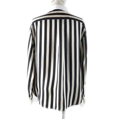 Saint Laurent Paris 2022 694156 100% Silk Striped Long Sleeve Shirt With Gold