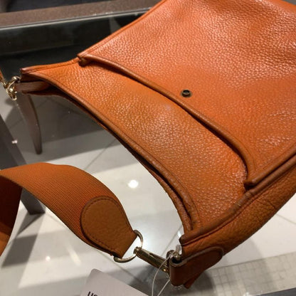 Authentic Hermes Evelyn GM Shoulder Bag Orange Brown