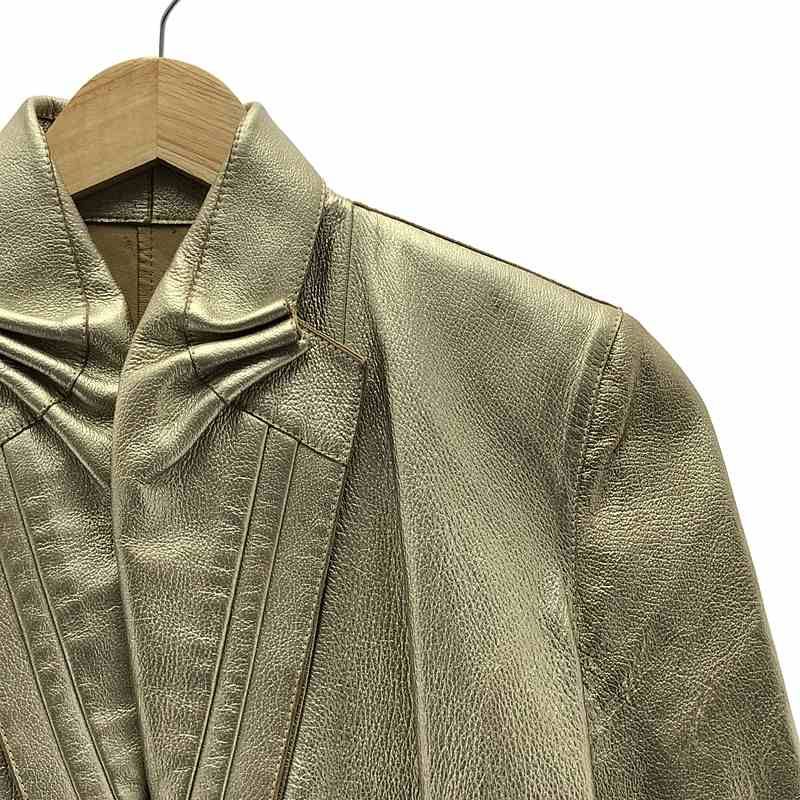 Loewe - Tucked Button Detail Leather Jacket - 36 - Silver - Women