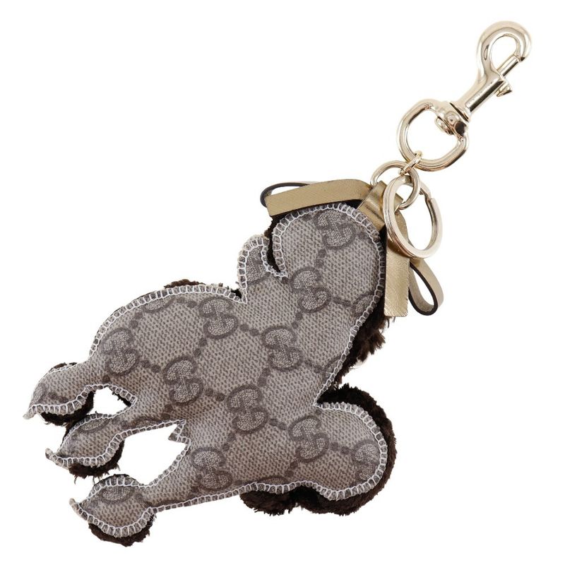 Gucci Poodle Bag Charm Guccioli GG Supreme Canvas Brown Unisex Key Holder