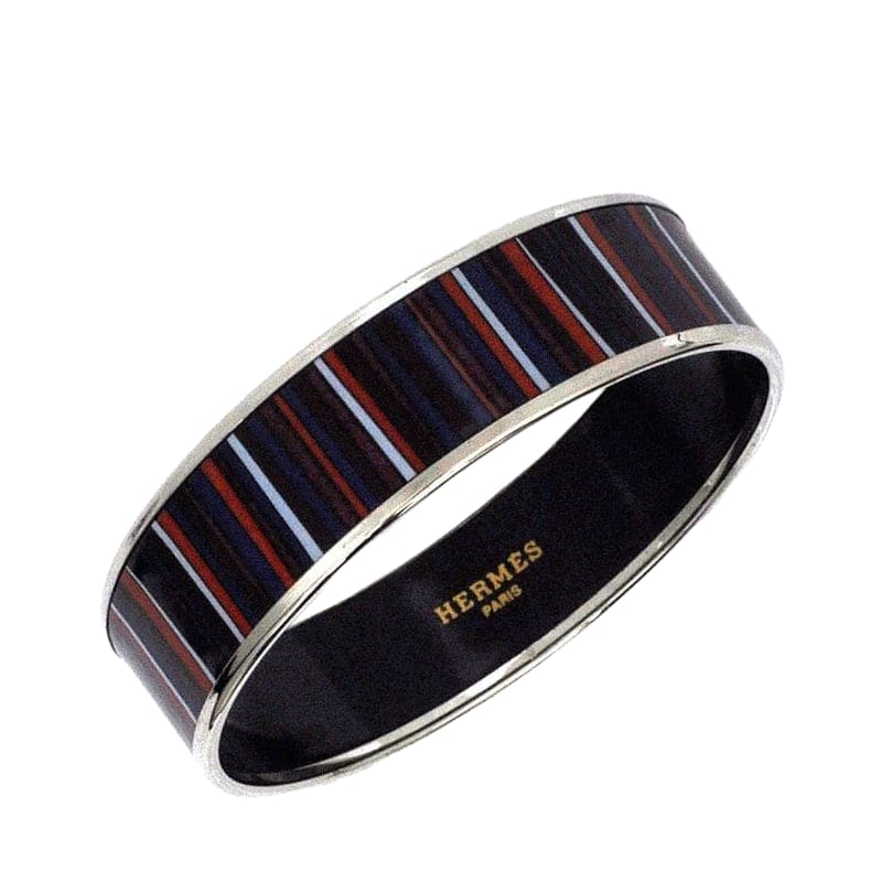 Hermes Bangle Emile GM Silver Navy Bordeaux Excellent Condition