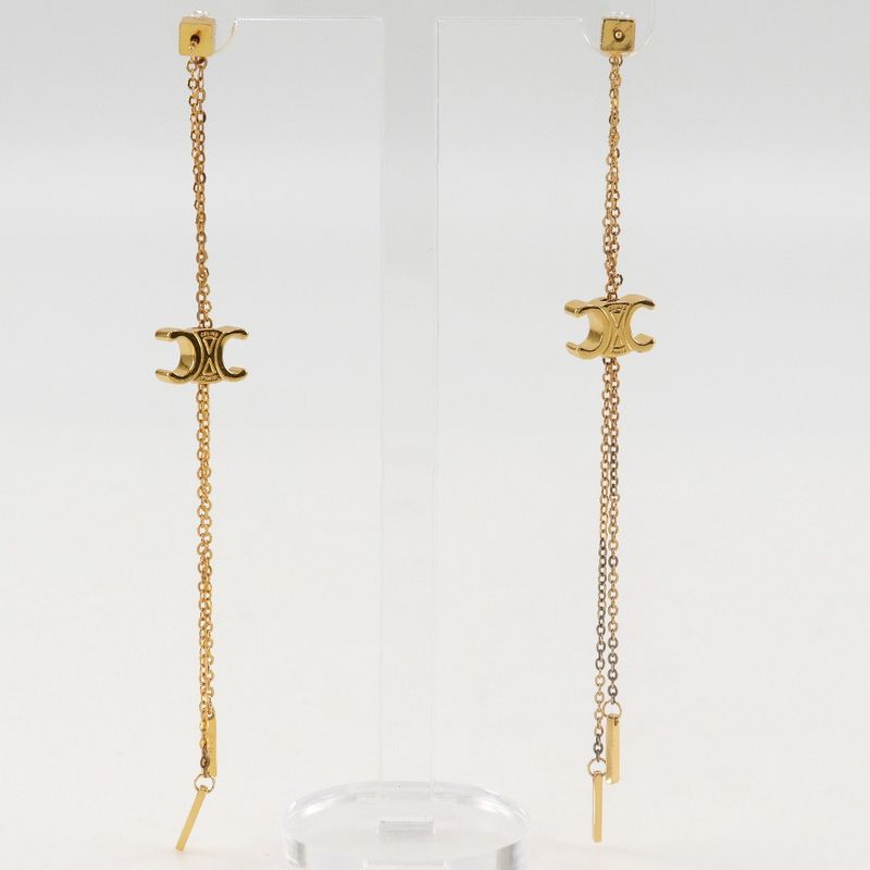 Celine Triomphe Lariat Gold Plated Ladies 6.6g Earrings