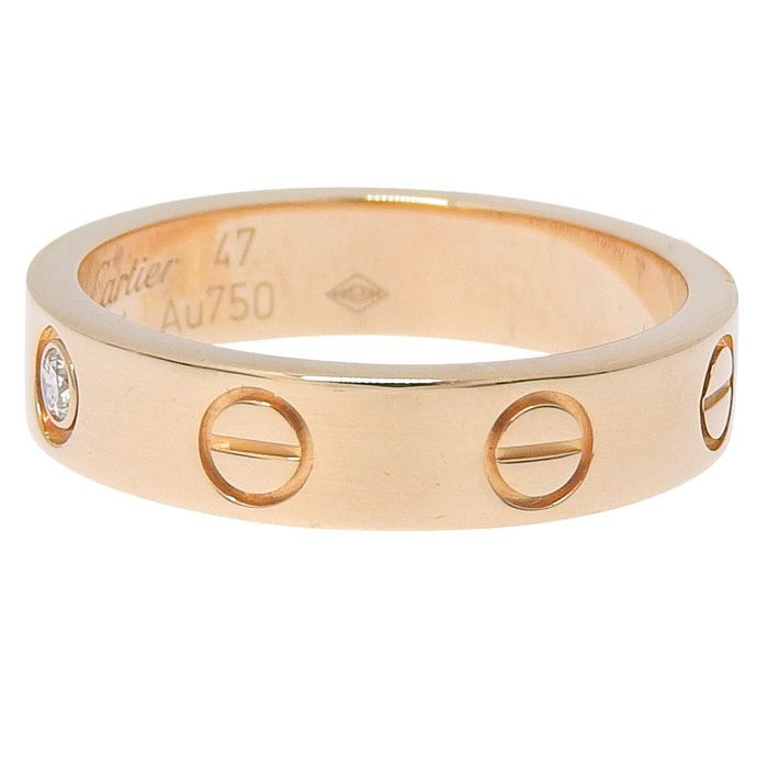 Cartier Mini Love 1P Diamond Ring 18K Pink Gold 750 Pink Gold Diamond #47