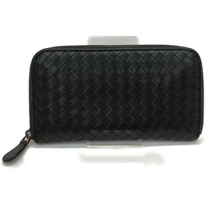 Bottega Veneta Men's Long Wallet Intrecciato Round Zipper 114076 Black