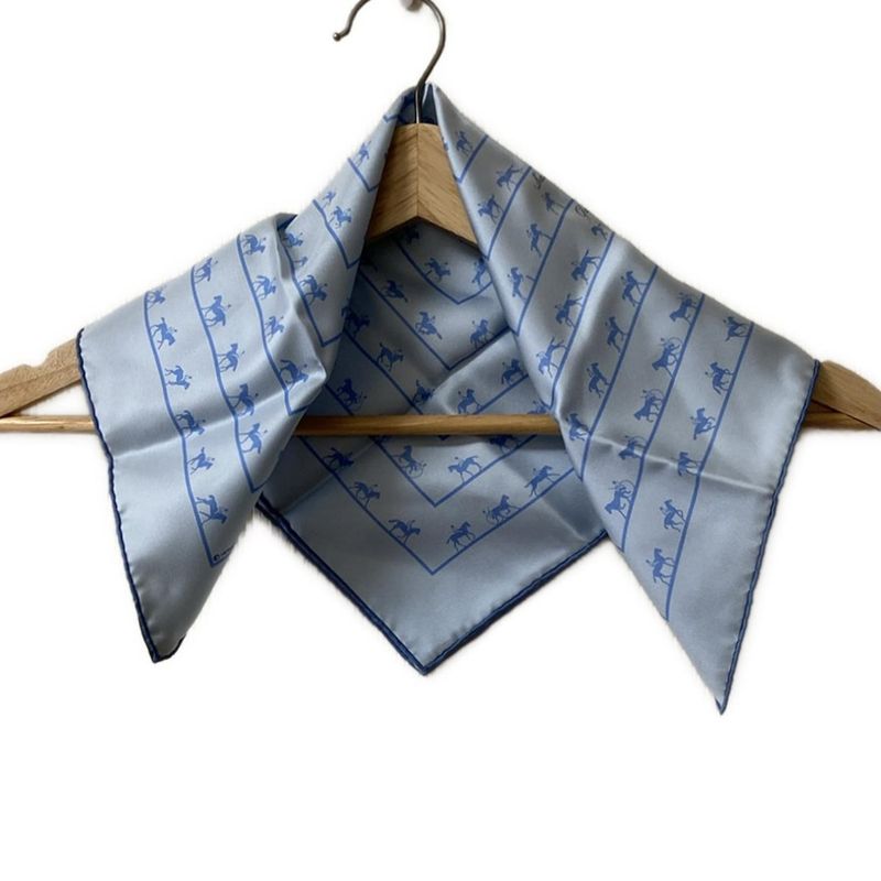 Hermes Scarf Petit Carré Light Blue Riding Horse/saut Galop Canter Rack