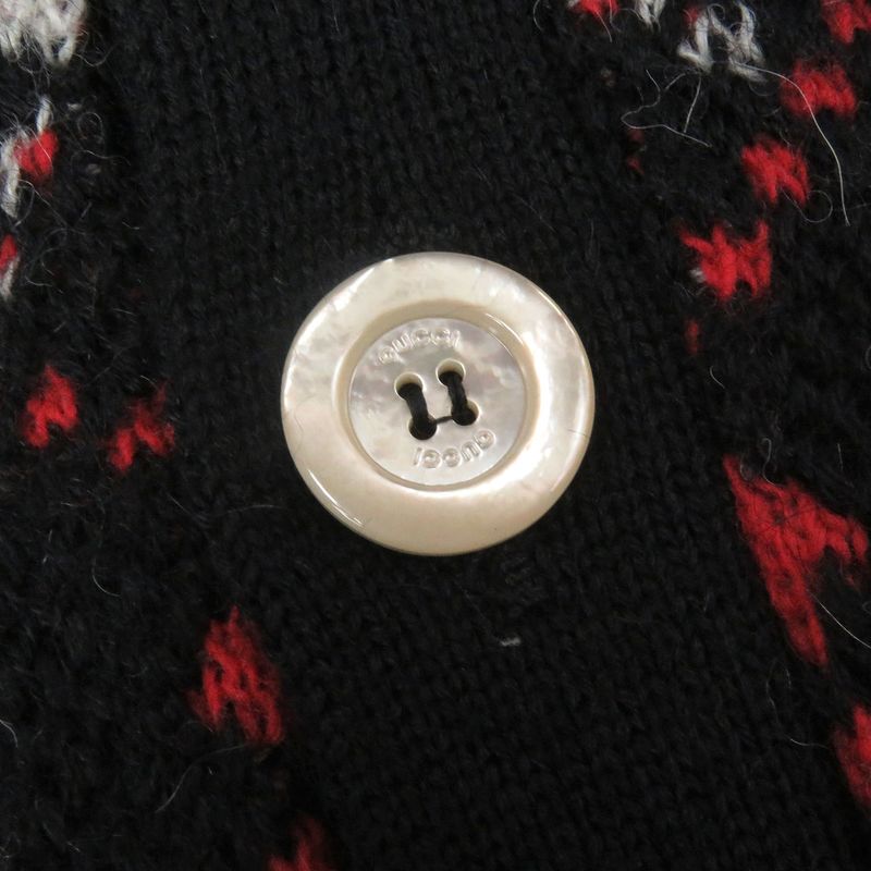 Gucci 543497 Alpaca-blend GG Diamond Argyle Knit Cardigan Sweater Black S Made