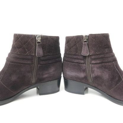 Chanel Boots Size 35 1 2 C Coco Mark Matelasse Quilted Suede Leather Side Zip