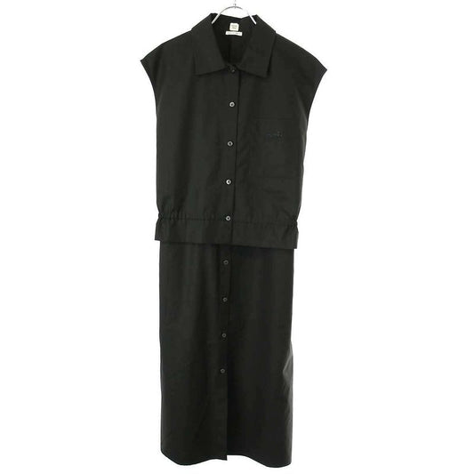 Hermes 23ss Sleeveless Cotton Shirt Dress 3e0565dt Black 42