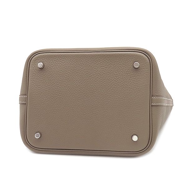 Hermes Handbag Picotin Lock MM Taurillon Clemence Etoupe Silver Hardware Never