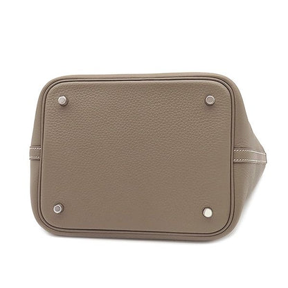 Hermes Handbag Picotin Lock MM Taurillon Clemence Etoupe Silver Hardware Never