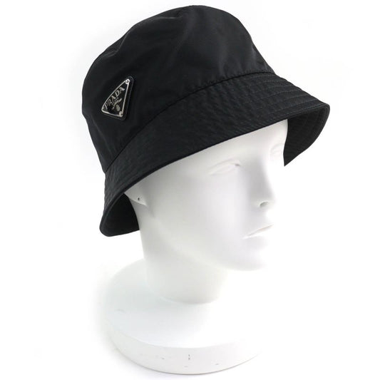 Prada 1hc137 Triangle Logo Triangle Logo Plate Re-nylon Bucket Hat Black M Made