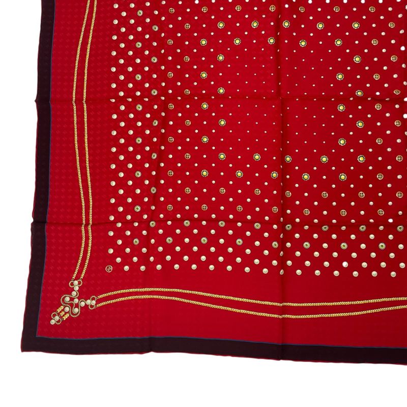 Chanel Large Silk Scarf Coco Mark Red With Box