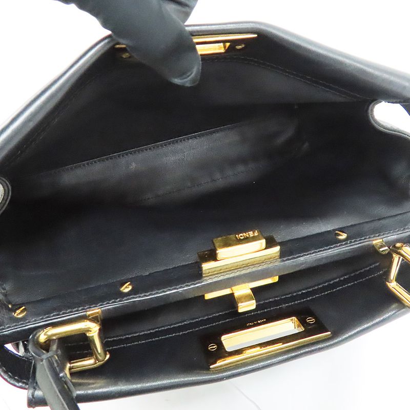 Fendi P-cub- 8bn290 Shoulder Bag Handbag 2WAY Black Leather Ladies