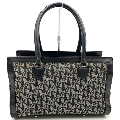 DIOR Handbag Tote Bag Trotter Canvas Leather Black Women's