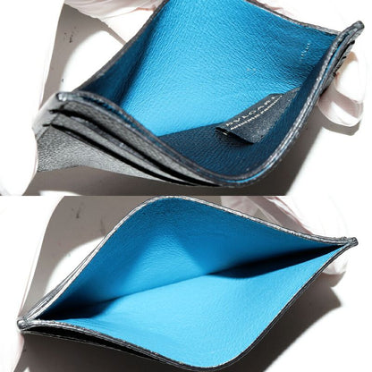 Bulgari Card Case Pass Case Bulgari Man Calf Black And Blue 30405