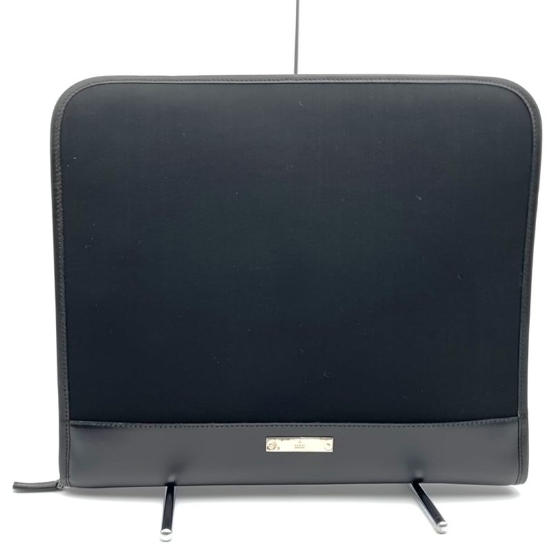 Gucci 019 0434 Clutch Bag Second Bag Leather Nylon With Pouch Black Ladies Men