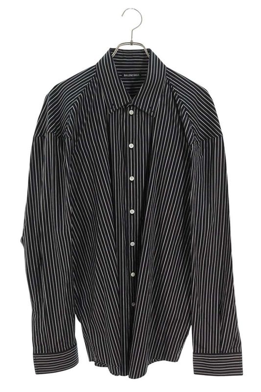 Balenciaga 642133 Tjm19 Oversized Striped Cotton Long Sleeve Shirt Men's 37