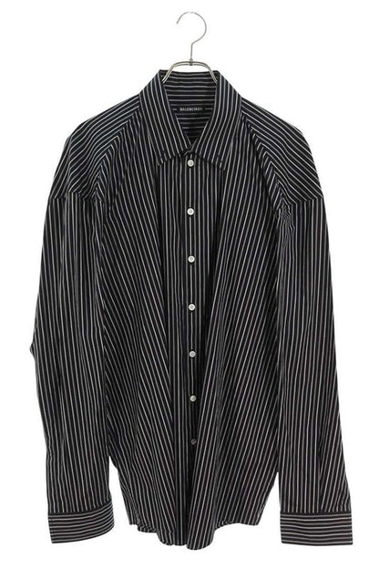 Balenciaga 642133 Tjm19 Oversized Striped Cotton Long Sleeve Shirt Men's 37