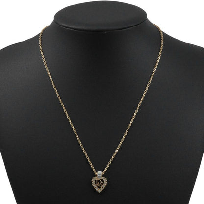 [dior] Christian Dior Logo Heart Gold Plated And Rhinestone Ladies 5.4g Necklace