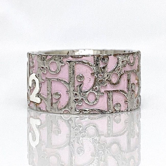 Christian Dior Ring Silver Pink White Trotter