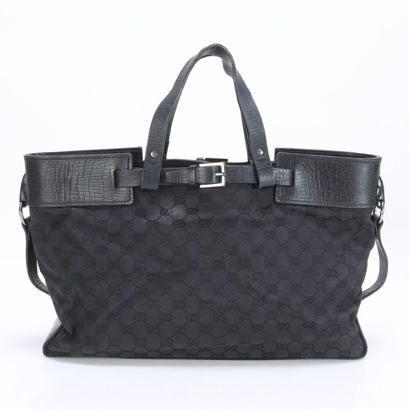 Gucci GG Canvas Leather Belt Tote Bag Shoulder Business Commuter Document Bag