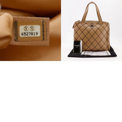 Chanel Wild Stitch A14693 Calf Beige Women's Tote Bag