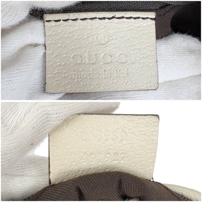 Gucci Shoulder Bag GG Canvas Sherry Line Ribbon Brown White Leather Crossbody