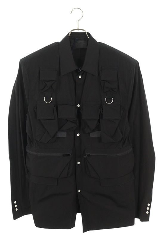 Prada 24SS Ugi267 SAAO 1XV2 Multi Pocket Cargo Long Sleeve Shirt Men 52R
