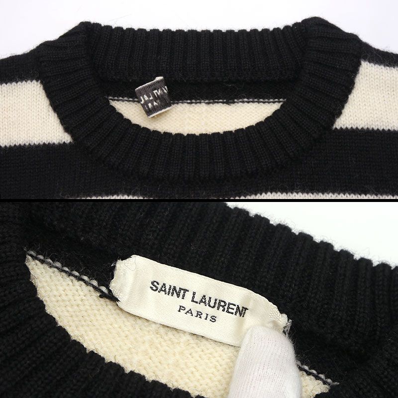 Saint Laurent Striped Knit 338879 Y1ng1 9787 XS Black White