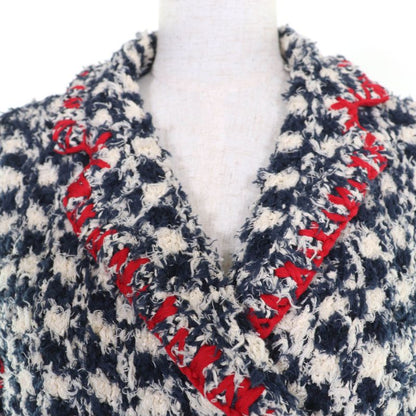 CHANEL P70340k10023 Linen Cotton Coco Button Tweed Jacket Navy 36 Made In Italy