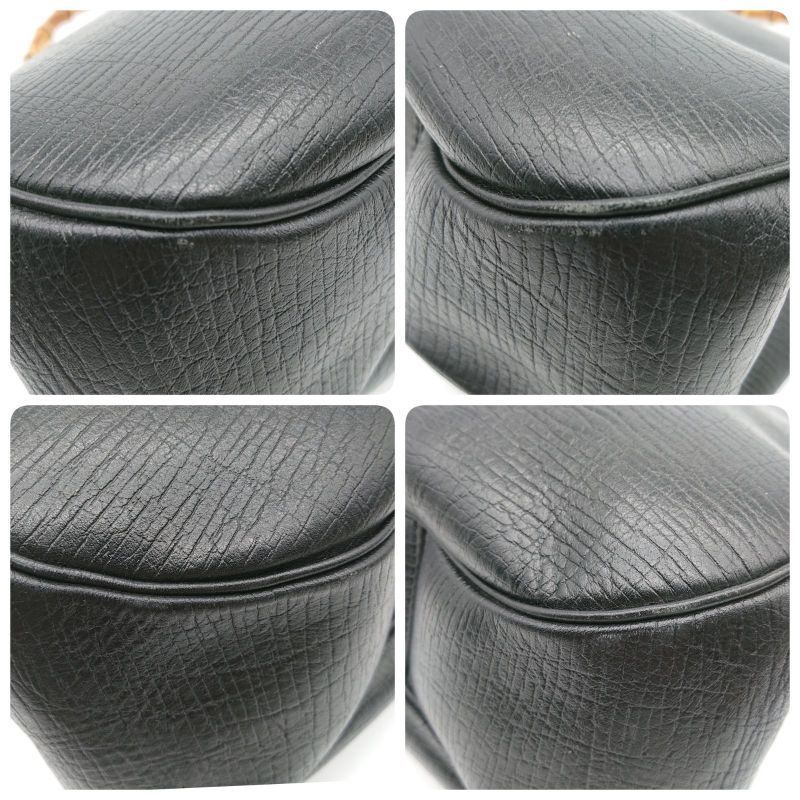 Gucci Bamboo Clasp Handbag Black Leather