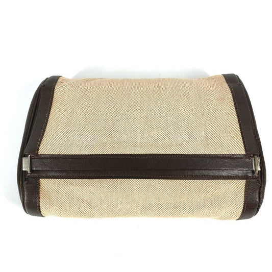Hermes Clutch Bag Equi Leather / Canvas Beige