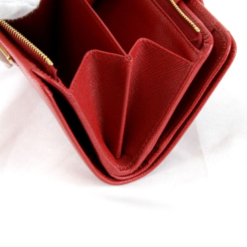 Prada Saffiano Iml018 Bifold Wallet Leather Red